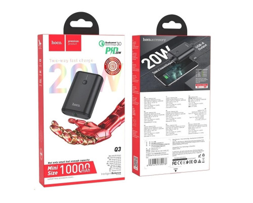 Зовнішній акумулятор HOCO Q3 Mayflower PD20W+QC3.0 power bank(10000mAh) Black (6931474742896)