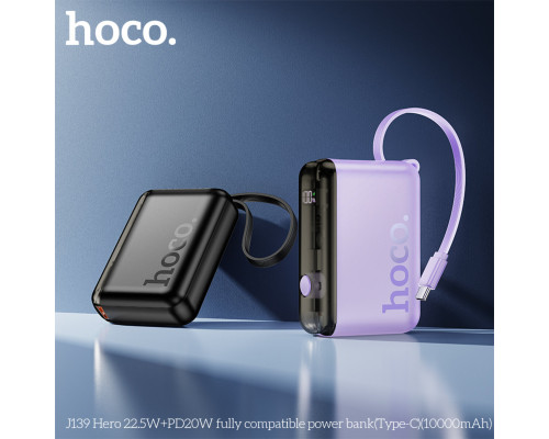 Зовнішній акумулятор HOCO J139 Hero 22.5W+PD20W fully compatible power bank(Type-C)(10000mAh) Black (6942007636483)