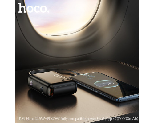 Зовнішній акумулятор HOCO J139 Hero 22.5W+PD20W fully compatible power bank(Type-C)(10000mAh) Black (6942007636483)