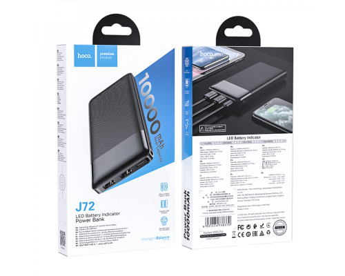 Зовнішній акумулятор HOCO J72 Easy travel power bank(10000mAh) Black (6931474738370)