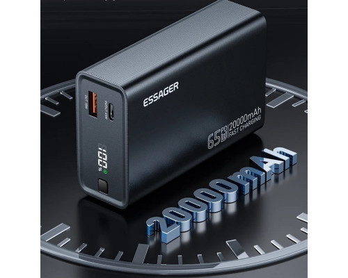Зовнішній акумулятор ESSAGER EDY65-LD01-Z 20000 mAh 65W black (EDY65-LD01-Z)