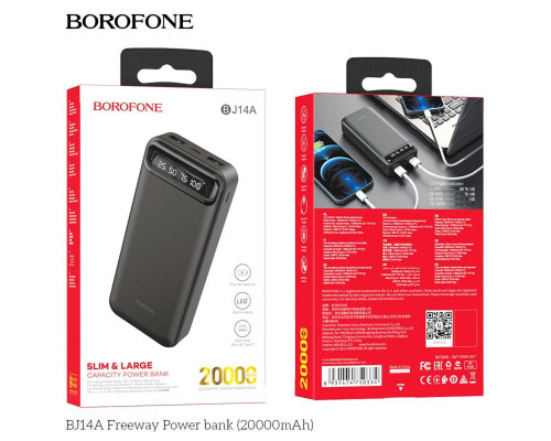 Зовнішній акумулятор BOROFONE BJ14A Freeway Power bank 20000mAh Black (BJ14AB)