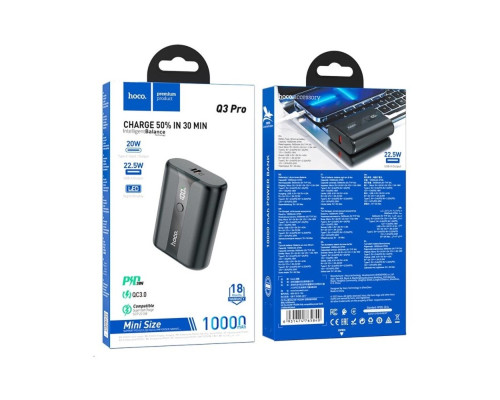 Зовнішній акумулятор HOCO Q3 Pro 22.5W+PD20W fully compatible power bank(10000mAh) Black (6931474765840)