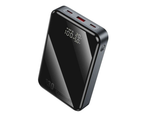 Зовнішній акумулятор HOCO Q30A Fast charge 130W power bank(20000mAh) Metal Gray (6942007634069)
