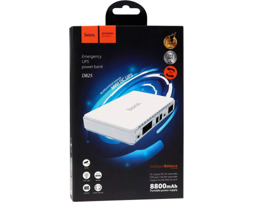 Зовнішній акумулятор HOCO DB25 Emergency UPS power bank(EU)(8800mAh) White (6931474766182)