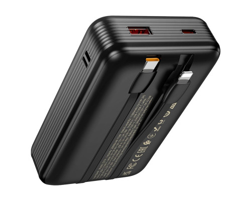 Зовнішній акумулятор HOCO Q37A Graceful 22.5W+PD20W power bank with two cables(20000mAh) Black (6942007644921)