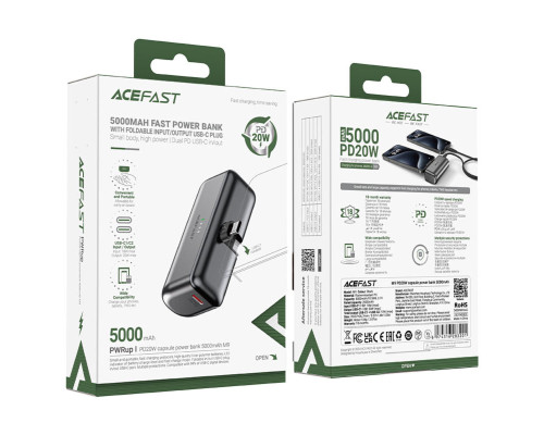 Зовнішній акумулятор ACEFAST M9-5000 PD20W capsule power bank Black (6974316283201)