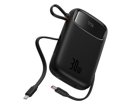 Зовнішній акумулятор Baseus QPow 2 Digital Display Fast-Charging Power Bank with 2 Built-in Type-C Cable 20000mAh 30W Cluster Black (P10055009113-00)