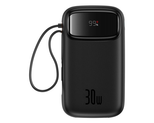 Зовнішній акумулятор Baseus QPow 2 Digital Display Fast-Charging Power Bank with 2 Built-in Type-C Cable 20000mAh 30W Cluster Black (P10055009113-00)
