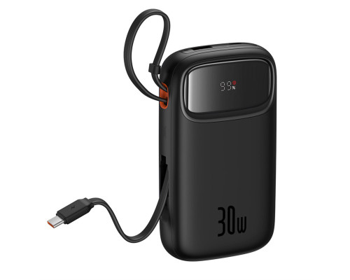 Зовнішній акумулятор Baseus QPow 2 Digital Display Fast-Charging Power Bank with 2 Built-in Type-C Cable 20000mAh 30W Cluster Black (P10055009113-00)