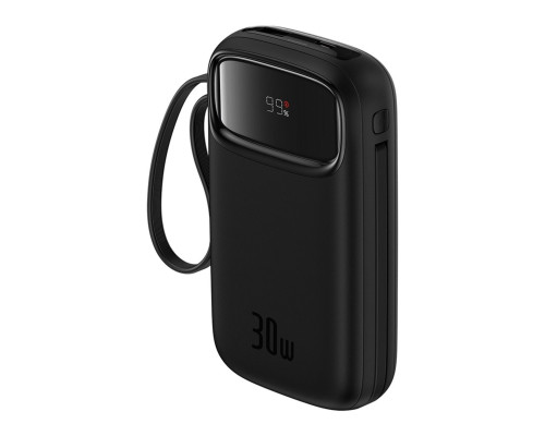Зовнішній акумулятор Baseus QPow 2 Digital Display Fast-Charging Power Bank with 2 Built-in Type-C Cable 20000mAh 30W Cluster Black (P10055009113-00)