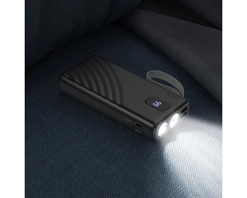 Зовнішній акумулятор HOCO J129A Nature flashlight power bank(20000mAh) Black (6942007624015)