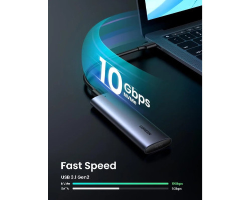 Зовнішня кишеня для накопичувача UGREEN USB-C Female to M.2 M-Key 10G Enclosure C TO C Cable 50cm (UGR-10902)