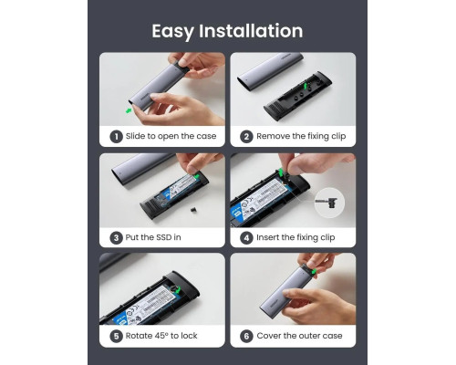 Зовнішня кишеня для накопичувача UGREEN USB-C Female to M.2 M-Key 10G Enclosure C TO C Cable 50cm (UGR-10902)