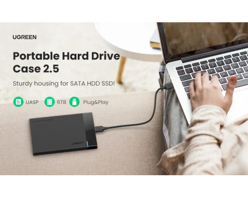 Зовнішня кишеня для накопичувача UGREEN US221 2.5 Inch Hard Drive Box (UGR-30848) (UGR-30848)